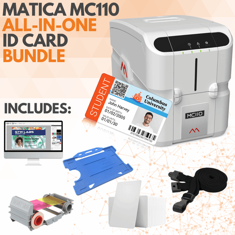 Entry Level ID Card Printing Bundle / Matica MC110 | Dual Sided | MC110BUNDLE