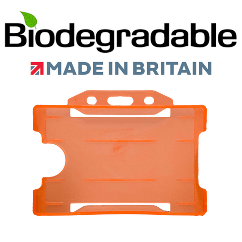 Evohold Biodegradable Single Sided Landscape ID Card Holders - Neon Orange (Pack of 100)