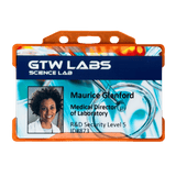 Evohold Antimicrobial Single Sided Landscape ID Card Holders - Neon Orange (Pack of 100)