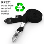 Recycled Plain Black 10mm Lanyards with Metal Lobster Clip | Pack of 100 - Cards-X (UK)