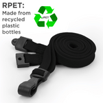 Recycled Plain Black 10mm Lanyards with Plastic J-Clip | Pack of 100 - Cards-X (UK)