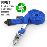 Recycled Plain Royal Blue 10mm Lanyards with Metal Lobster Clip | Pack of 100 - Cards-X (UK)