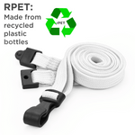 Recycled Plain White 10mm Lanyards with Plastic J-Clip | Pack of 100 - Cards-X (UK)