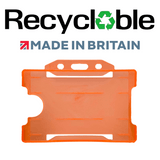 Evohold Recyclable Single Sided Landscape ID Card Holders - Neon Orange (Pack of 100) - Cards-X (UK)