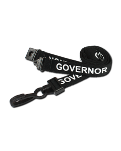 Printed 'Governor' 15mm Black Lanyard with Plastic J-Clip | Pack of 100 - Cards-X (UK)