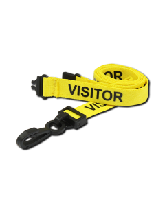 Printed 'Visitor' 15mm Yellow Lanyard with Plastic J-Clip | Pack of 100 - Cards-X (UK)