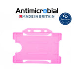 Evohold Antimicrobial Single Sided Landscape ID Card Holders - Pink (Pack of 100) - Cards-X (UK)