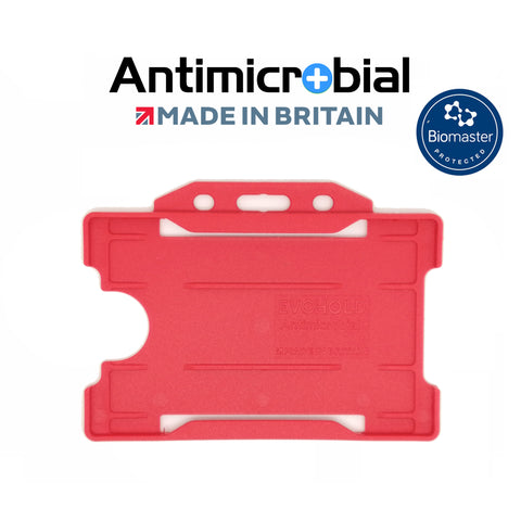 Evohold Antimicrobial Single Sided Landscape ID Card Holders - Red (Pack of 100) - Cards-X (UK)