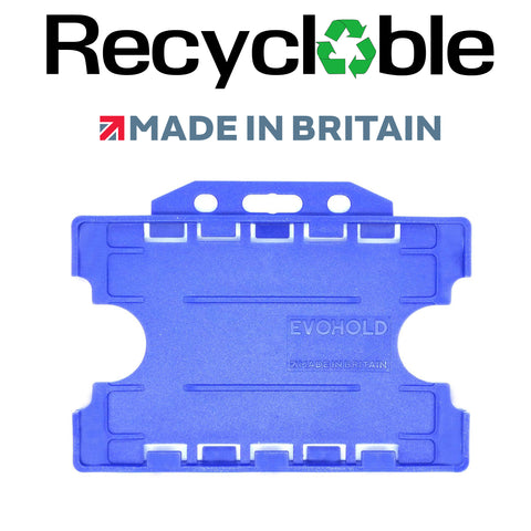 Evohold Recyclable Double Sided Landscape ID Card Holders - NHS Blue (Pack of 100) - Cards-X (UK)