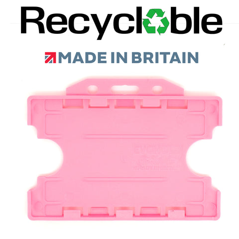 Evohold Recyclable Double Sided Landscape ID Card Holders - Pink (Pack of 100) - Cards-X (UK)