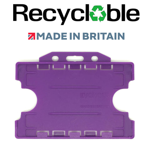 Evohold Recyclable Double Sided Landscape ID Card Holders - Purple (Pack of 100) - Cards-X (UK)