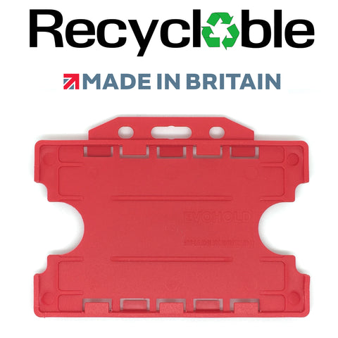 Evohold Recyclable Double Sided Landscape ID Card Holders - Red (Pack of 100) - Cards-X (UK)