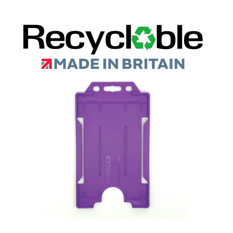 Evohold Recyclable Single Sided Portrait ID Card Holders - Purple (Pack of 100) - Cards-X (UK)